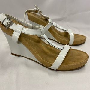 A2Aerosoles Wedge Patent White Sandals